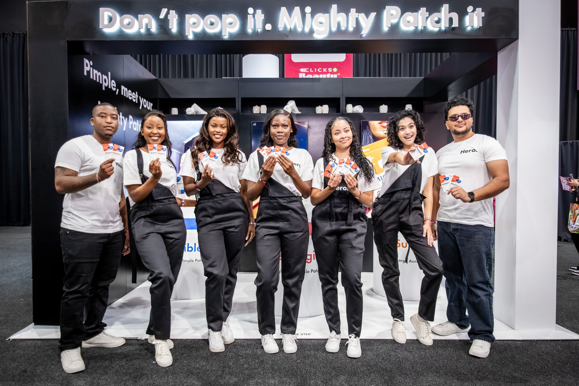 Hero Mighty Patch brand promoters at a beauty exhibition stand